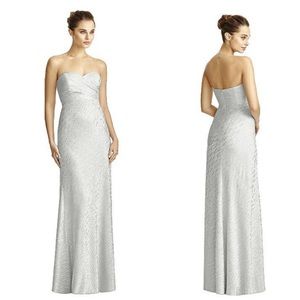 Jenny Yoo Silver Crush Metallic Strapless Dress